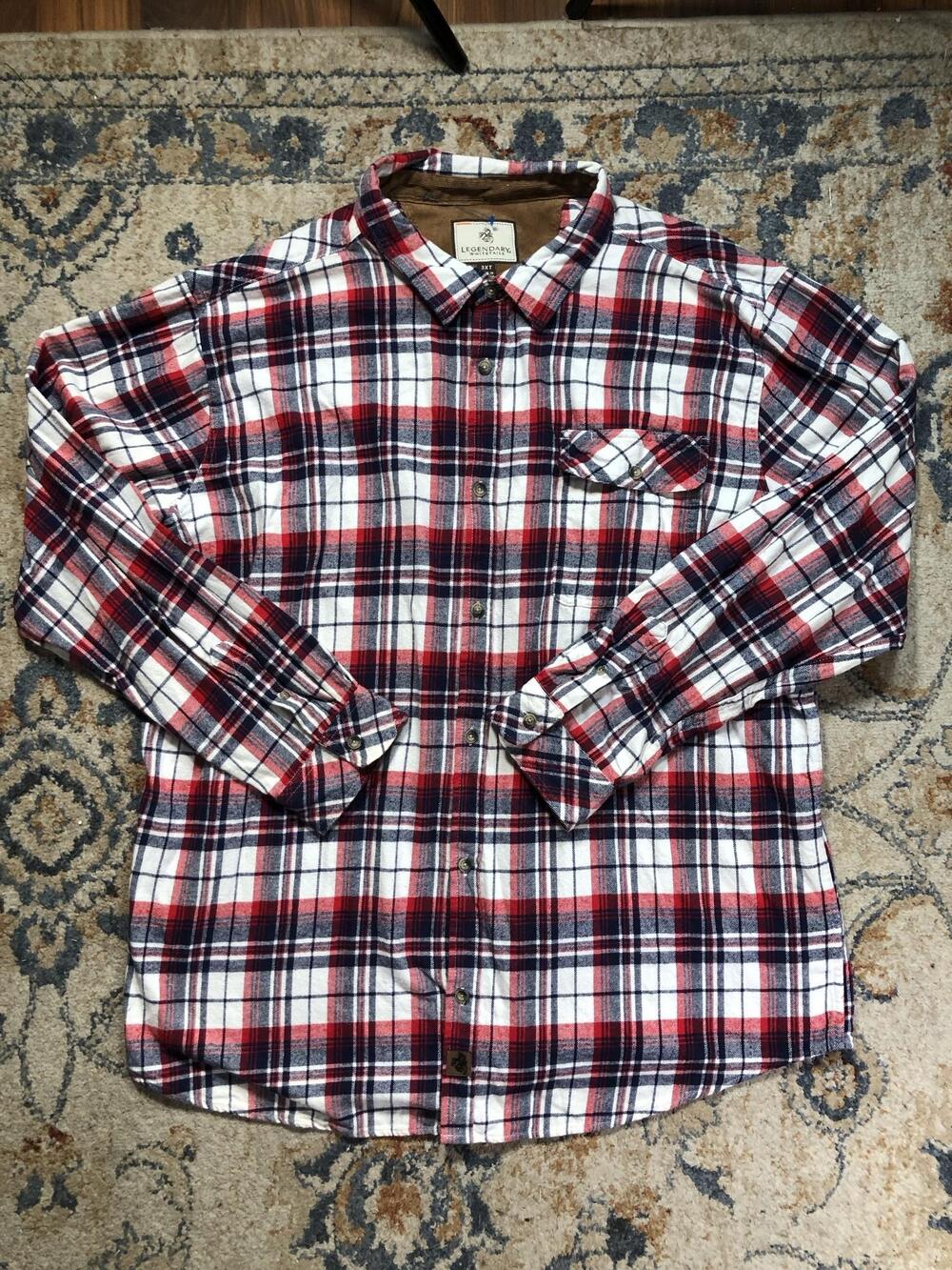 Legendary Whitetails Shirt Mens 3XLT Red Plaid Flannel Long Sleeve Button Up